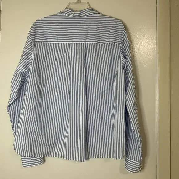 Frank & Eileen blue striped silvio button front long sleeve cotton shirt XL - Picture 7 of 7